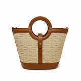 GF0827 LEATHER & RAFFIA TOTE BAG