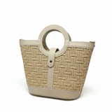 GF0827 LEATHER & RAFFIA TOTE BAG