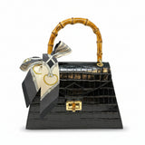 GF1925 - LUXURY ITALIAN CROCCO LEATHER BAMBOO HANDLE BAG