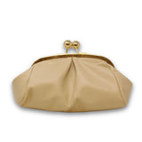 GF1012 - LUXURY PLEATED LEATHER KISS-LOCK HANDBAG