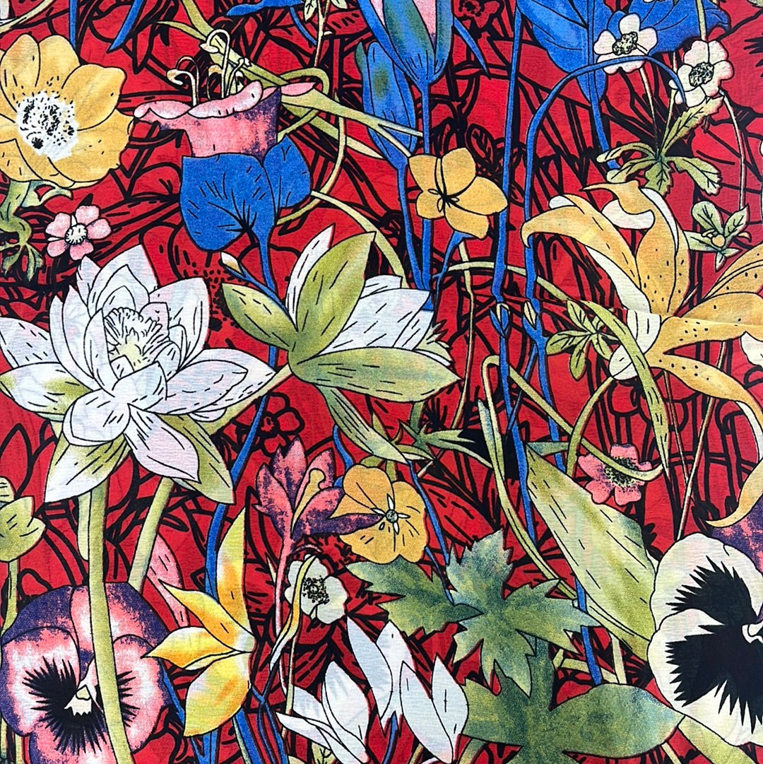 GF08-R11 COLORFUL FLOWERS BIG SIZE RECTANGULAR SILK SCARF - German Fuentes Wholesale of Leather Handbags, Belts and Accessories - German Fuentes