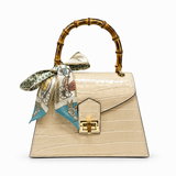 GF1925 - LUXURY ITALIAN CROCCO LEATHER BAMBOO HANDLE BAG