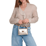 GF1075 GENUINE ITALIAN LEATHER BAMBOO CLASP, CROSSBODY BAG