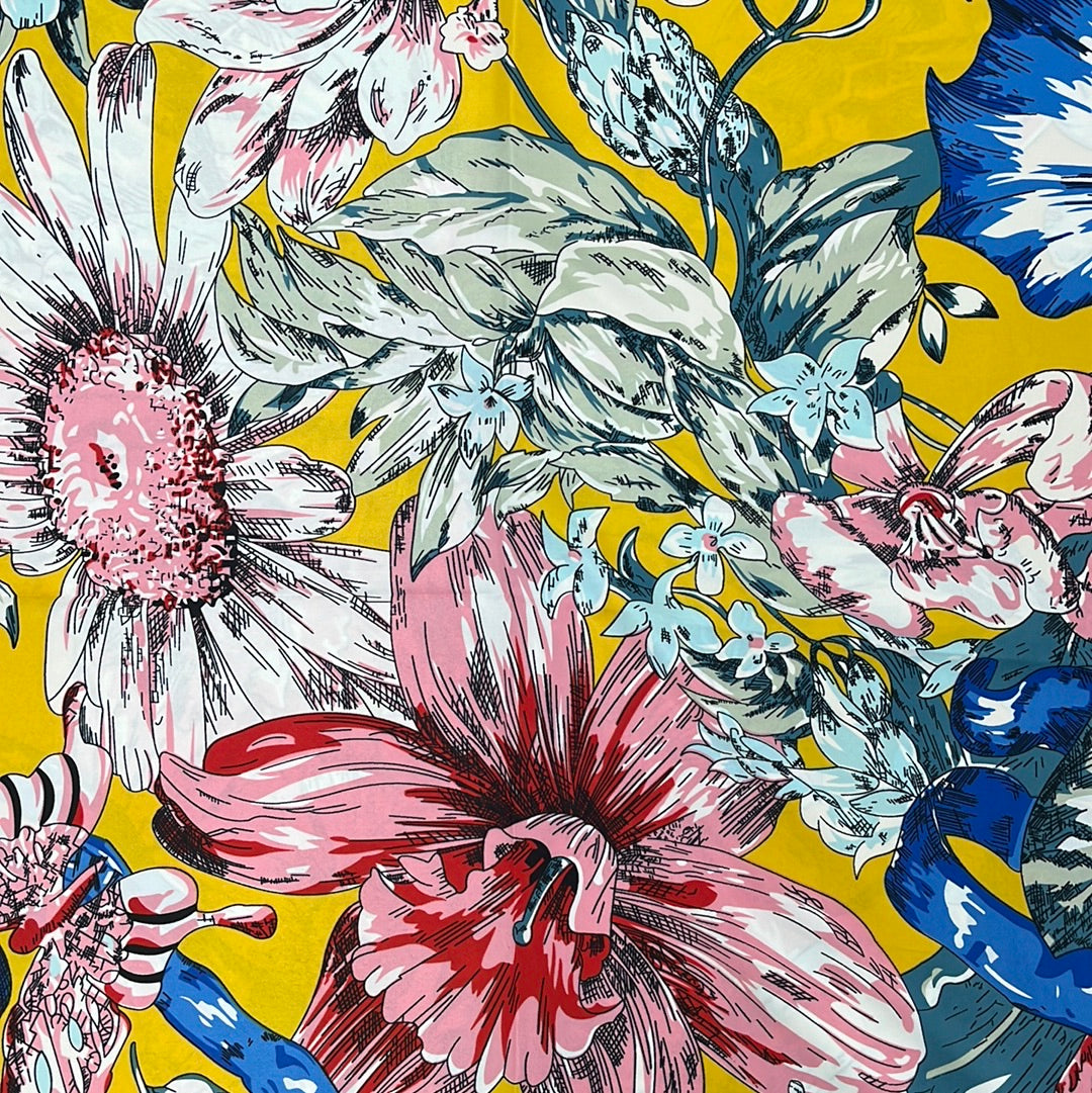 GF08-SQ78 VIBRANT FLORAL PRINT BIG SIZE SQUARE SCARF - German Fuentes Wholesale of Leather Handbags, Belts and Accessories - German Fuentes