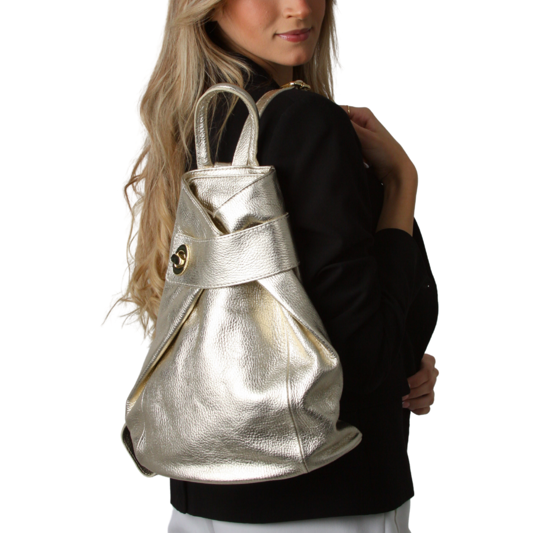 GF0241 GENUINE ITALIAN LEATHER FOLDABLE BACKPACK - German Fuentes Wholesale of Leather Handbags, Belts and Accessories - German Fuentes