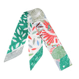 YF08-T4 ABSTRACT NATURE SKINNY SILK SCARF