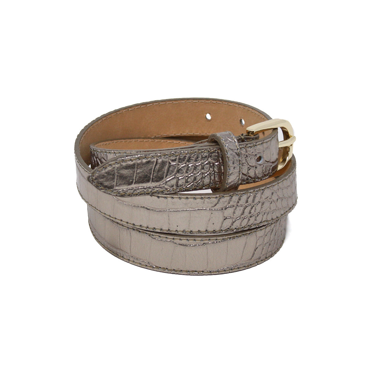 CINT-31 ADJUSTABLE LEATHER CROC BELT - German Fuentes Wholesale of Leather Handbags, Belts and Accessories - German Fuentes