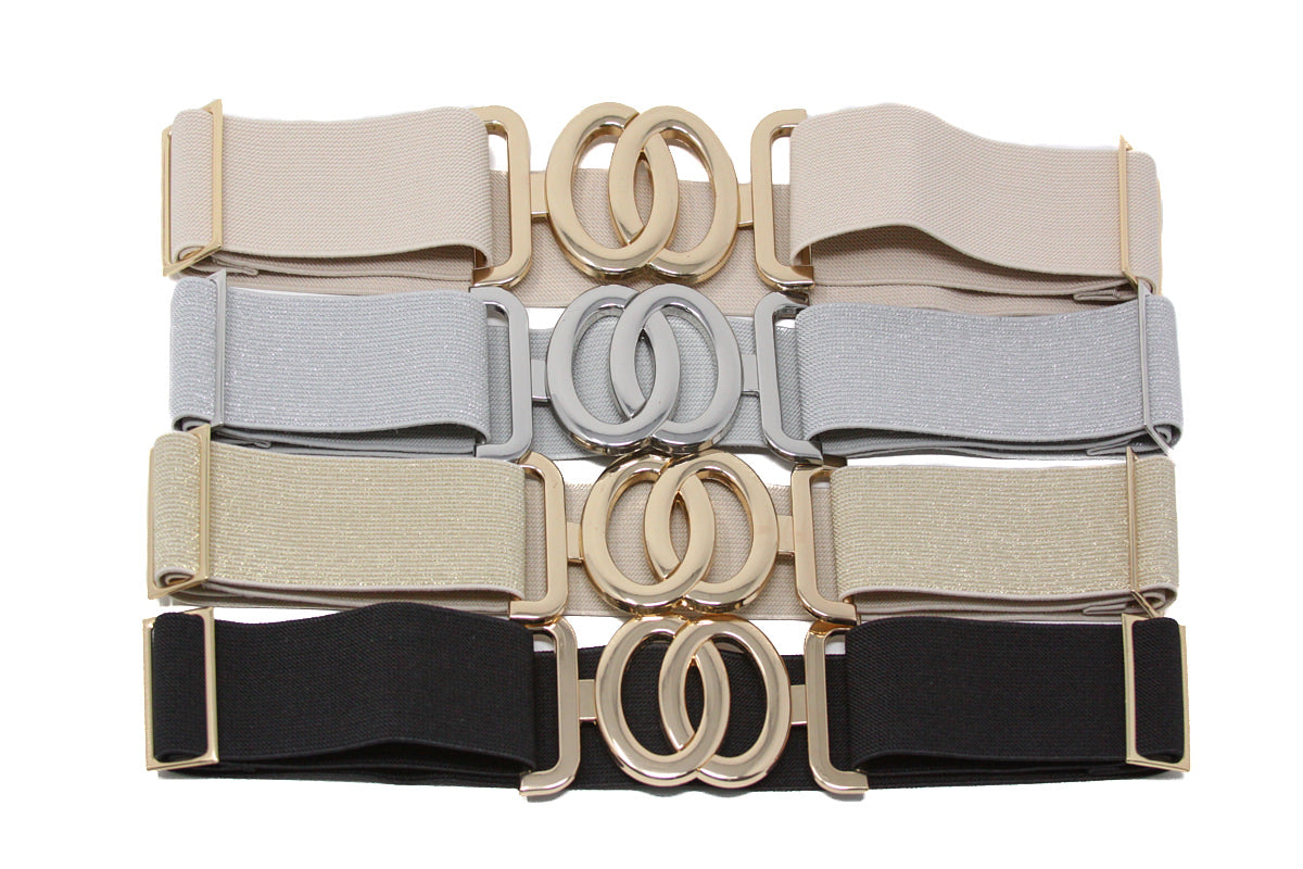 CINT-33 CIRCLE METALLIC BUCKLE ONE SIZE STRETCH BELT - German Fuentes Wholesale of Leather Handbags, Belts and Accessories - German Fuentes
