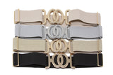 CINT-33 CIRCLE METALLIC BUCKLE ONE SIZE STRETCH BELT - German Fuentes Wholesale of Leather Handbags, Belts and Accessories - German Fuentes