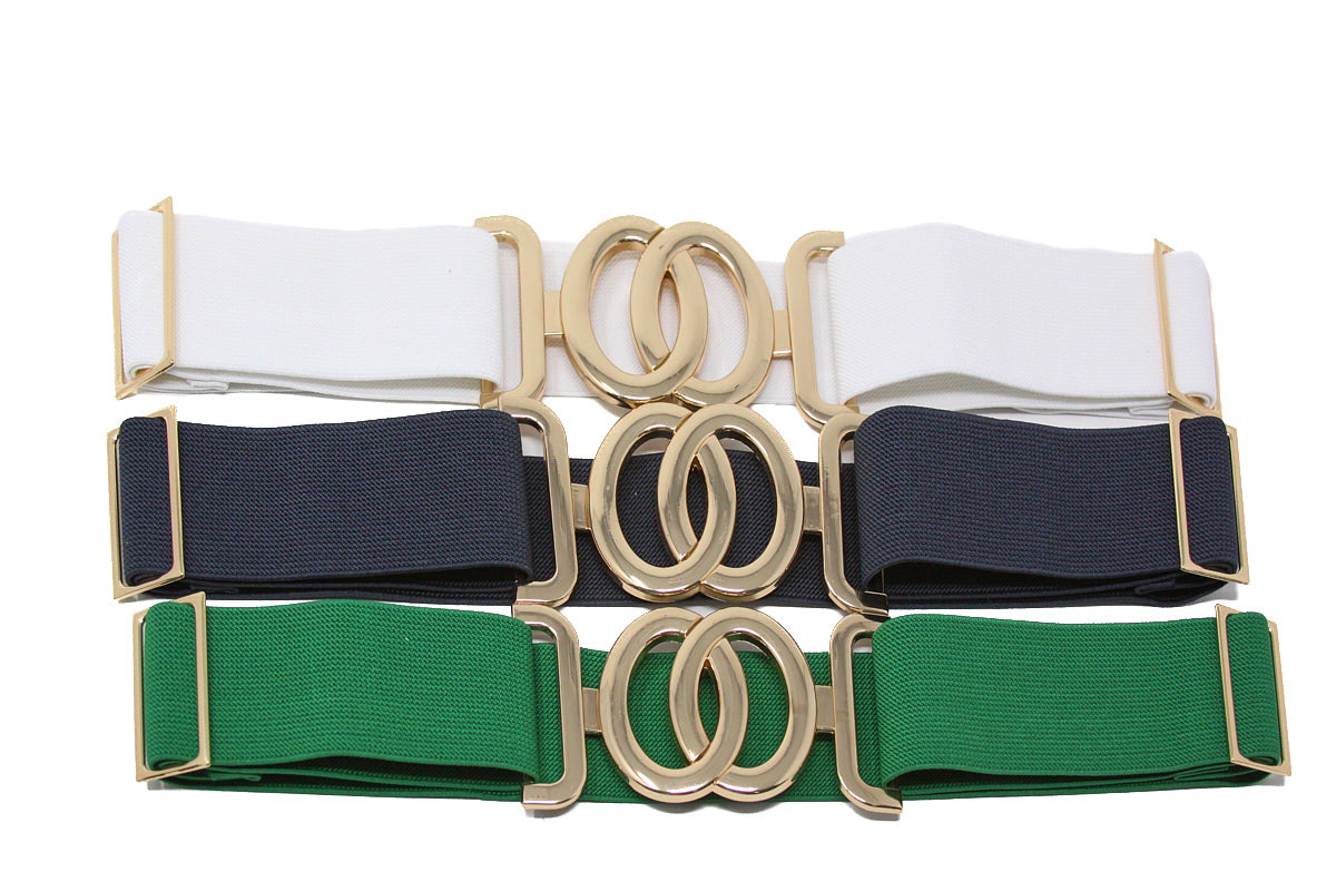 CINT-33 CIRCLE METALLIC BUCKLE ONE SIZE STRETCH BELT - German Fuentes Wholesale of Leather Handbags, Belts and Accessories - German Fuentes