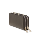 GFW5 | Double Zip Leather Wallet (Black & Silver)