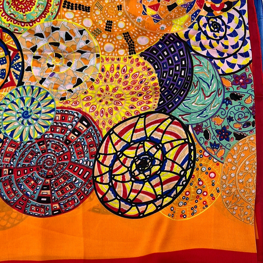 GF08-R65 MANDALA INSPIRED DESIGN BIG SIZE RECTANGULAR SCARF - German Fuentes Wholesale of Leather Handbags, Belts and Accessories - German Fuentes