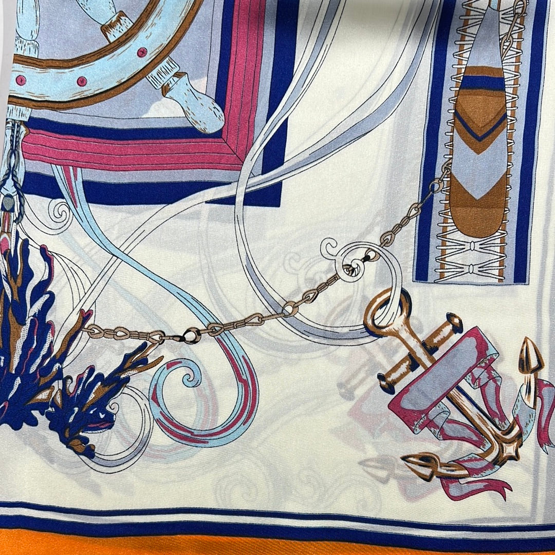 YF08-C46 NAUTICAL COMPASS SCARF - German Fuentes Wholesale of Leather Handbags, Belts and Accessories - German Fuentes