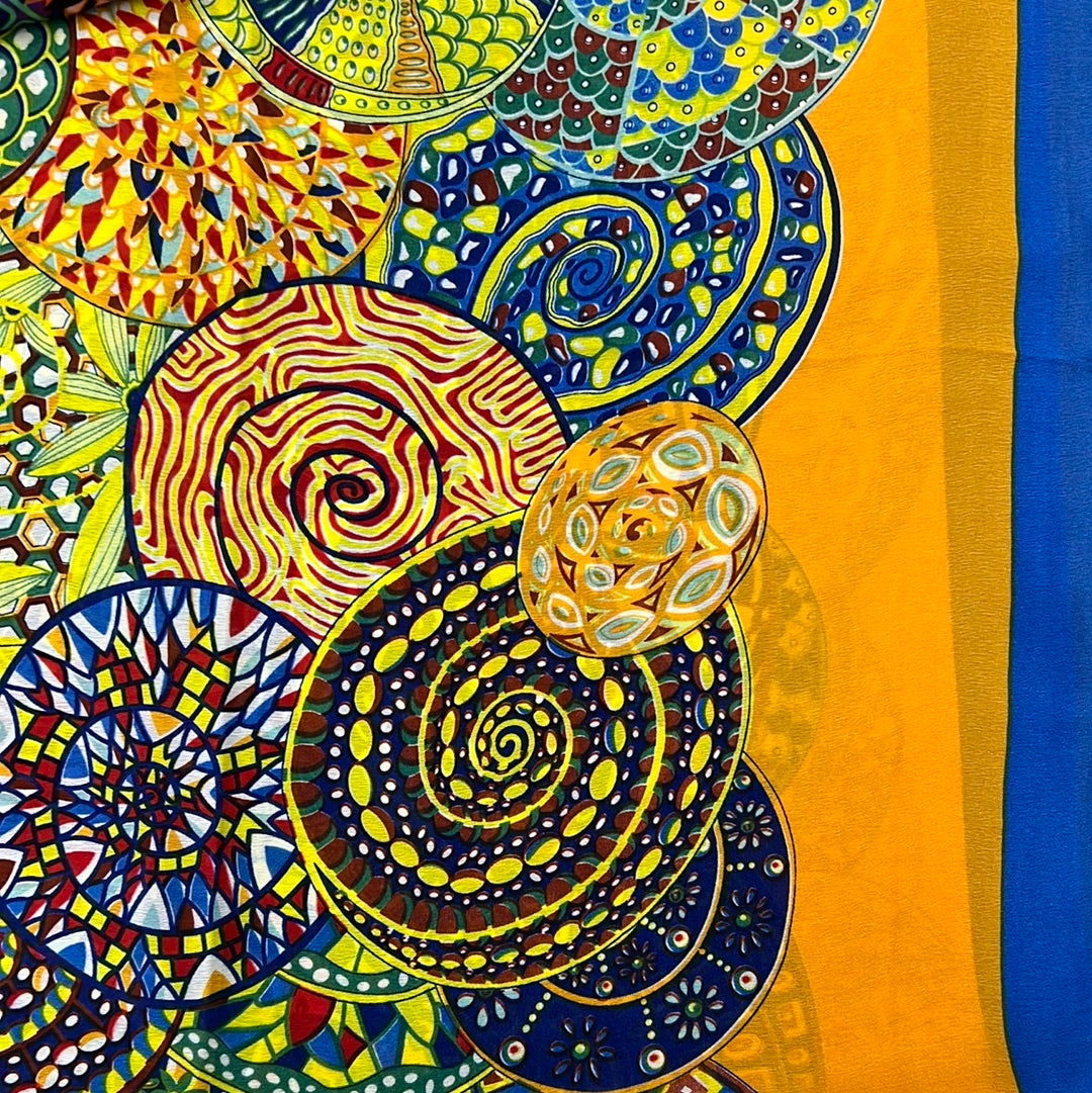 GF08-R65 MANDALA INSPIRED DESIGN BIG SIZE RECTANGULAR SCARF - German Fuentes Wholesale of Leather Handbags, Belts and Accessories - German Fuentes