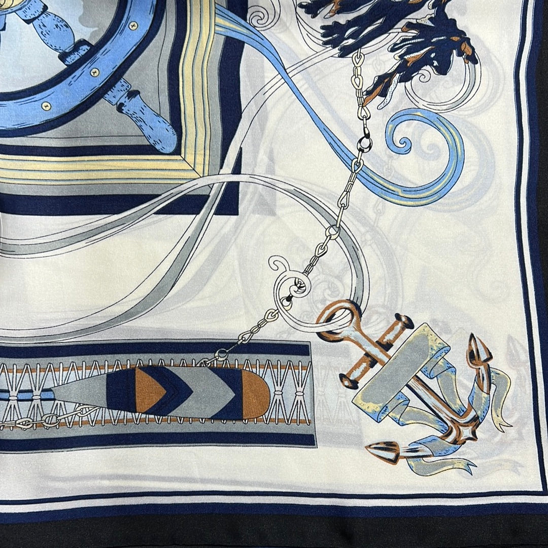 YF08-C46 NAUTICAL COMPASS SCARF - German Fuentes Wholesale of Leather Handbags, Belts and Accessories - German Fuentes