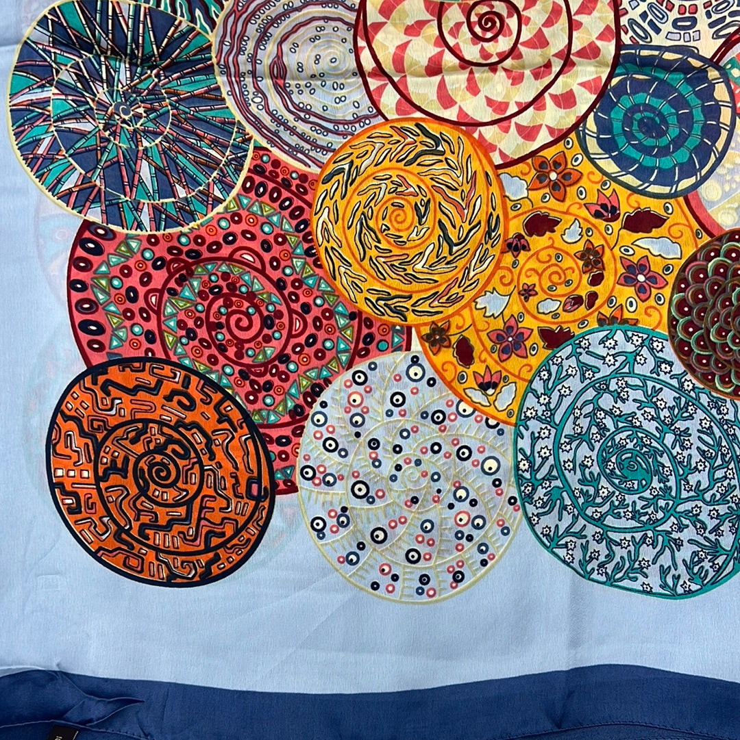GF08-R65 MANDALA INSPIRED DESIGN BIG SIZE RECTANGULAR SCARF - German Fuentes Wholesale of Leather Handbags, Belts and Accessories - German Fuentes