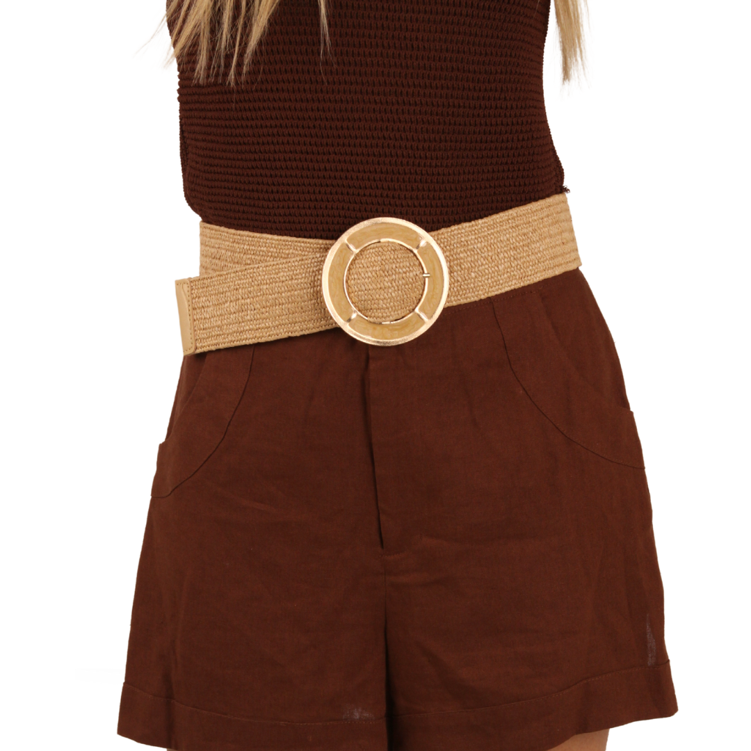 CINT-44 METALLIC BUCKLE STRAW STRETCH BELT - German Fuentes Wholesale of Leather Handbags, Belts and Accessories - German Fuentes