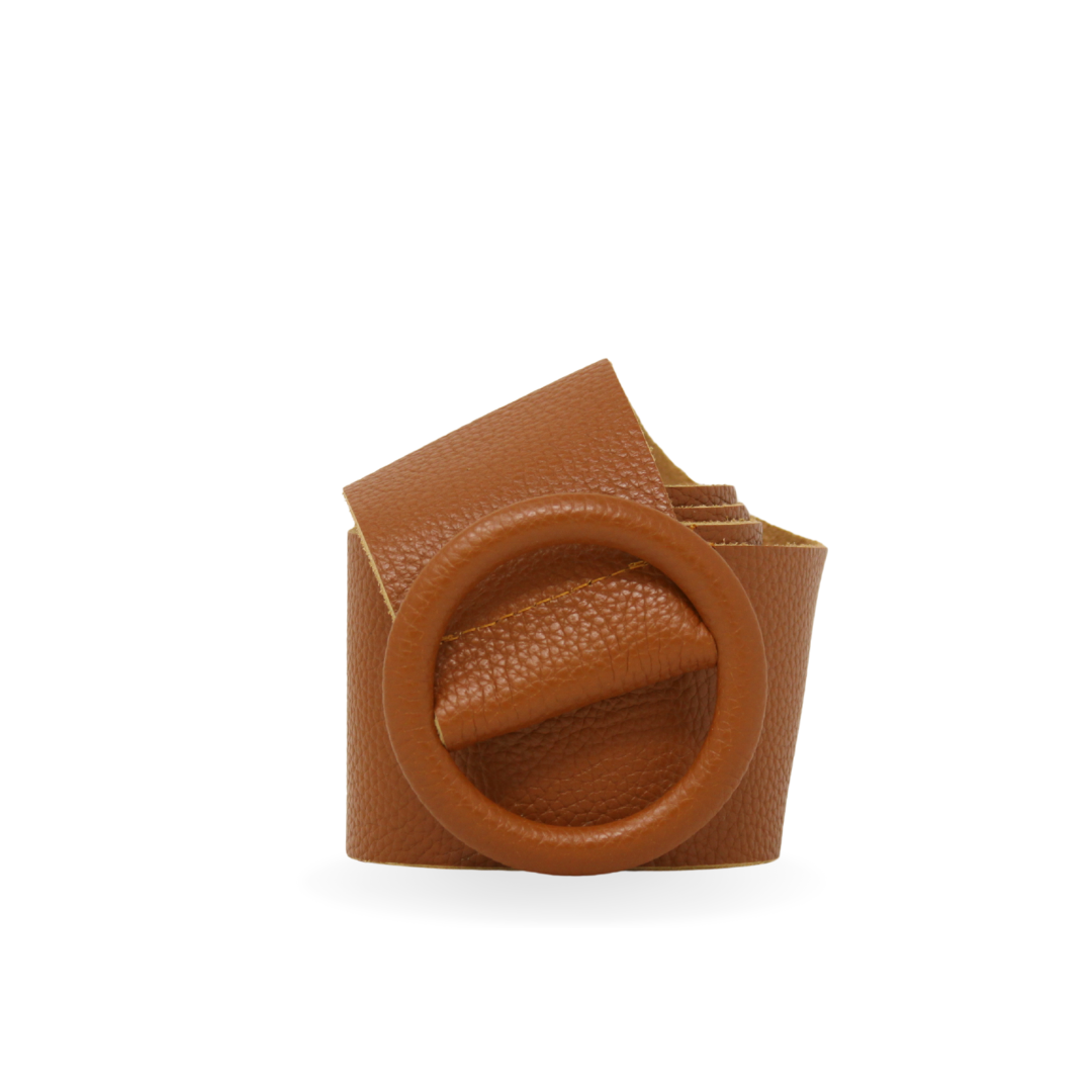 CINT-06 CIRCULAR BUCKLE LEATHER BELT - German Fuentes Wholesale of Leather Handbags, Belts and Accessories - German Fuentes