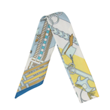 YF08-T17 CHAINS & GEOMETRIC DETAILS SKINNY SILK SCARF