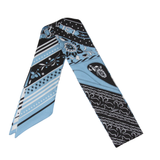 YF08-T14 PRINT OF SADDLES & EQUESTRIAN GEAR SKINNY SILK SCARF