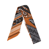 YF08-T14 PRINT OF SADDLES & EQUESTRIAN GEAR SKINNY SILK SCARF