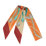 YF08-T12 COILED SNAKES & CHAIN MOTIFTS SKINNY SILK SCARF