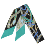 YF08-T12 COILED SNAKES & CHAIN MOTIFTS SKINNY SILK SCARF
