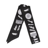 YF08-T8 BLACK & WHITE FASHION ACCESORIES SKINNY SILK SCARF