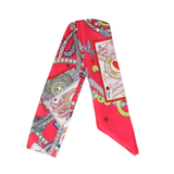 YF08-T20 PLAYING CARD PATTERN SKINNY SILK SCARF