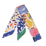 YF08-T4 ABSTRACT NATURE SKINNY SILK SCARF