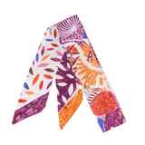 YF08-T4 ABSTRACT NATURE SKINNY SILK SCARF
