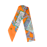 YF08-T20 PLAYING CARD PATTERN SKINNY SILK SCARF