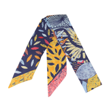 YF08-T4 ABSTRACT NATURE SKINNY SILK SCARF