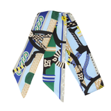YF08-T3 VIBRANT MOSAIC SKINNY SILK SCARF