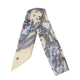 YF08-T20 PLAYING CARD PATTERN SKINNY SILK SCARF
