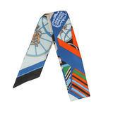YF08-T25 CARRIAGE MOTIF SKINNY SILK SCARF