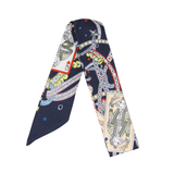 YF08-T20 PLAYING CARD PATTERN SKINNY SILK SCARF