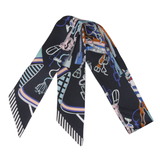 YF08-T18 LOCK & CHAIN ELEGANCE SKINNY SILK SCARF