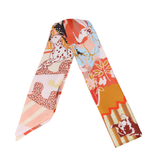 YF08-T21 MULTI COLORED PATTERN WITH ANIMALS SKINNY SILK SCARF