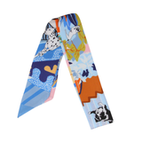 YF08-T21 MULTI COLORED PATTERN WITH ANIMALS SKINNY SILK SCARF