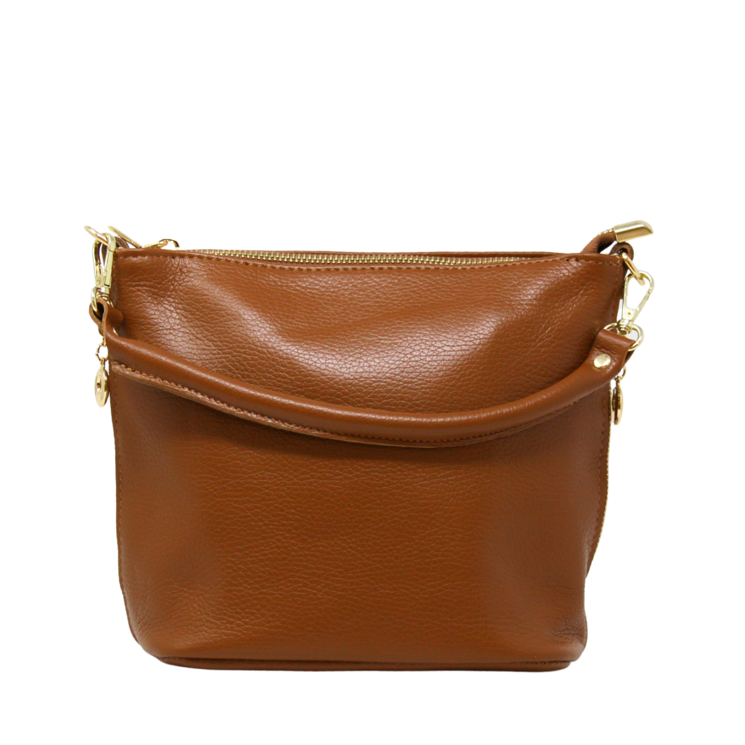 GF0798 GENUINE ITALIAN LEATHER ZIPPER MID BAG - German Fuentes Wholesale of Leather Handbags, Belts and Accessories - German Fuentes