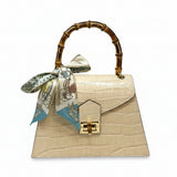 GF1925 - LUXURY ITALIAN CROCCO LEATHER BAMBOO HANDLE BAG