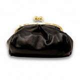 GF1012 - LUXURY PLEATED LEATHER KISS-LOCK HANDBAG