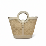 GF0827 LEATHER & RAFFIA TOTE BAG