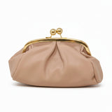 GF1012 - LUXURY PLEATED LEATHER KISS-LOCK HANDBAG