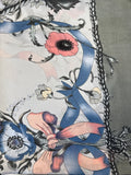 GF08-SQ98 ELEGANT BUTTERFLY AND FLOWERS SILK BIG SIZE SCARF
