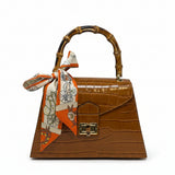 GF1925 - LUXURY ITALIAN CROCCO LEATHER BAMBOO HANDLE BAG