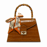 GF1925 - LUXURY ITALIAN CROCCO LEATHER BAMBOO HANDLE BAG