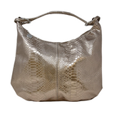 GF0873 GENUINE ITALIAN LEATHER TOTE METALLIC  BAG