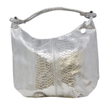 GF0873 GENUINE ITALIAN LEATHER TOTE METALLIC  BAG